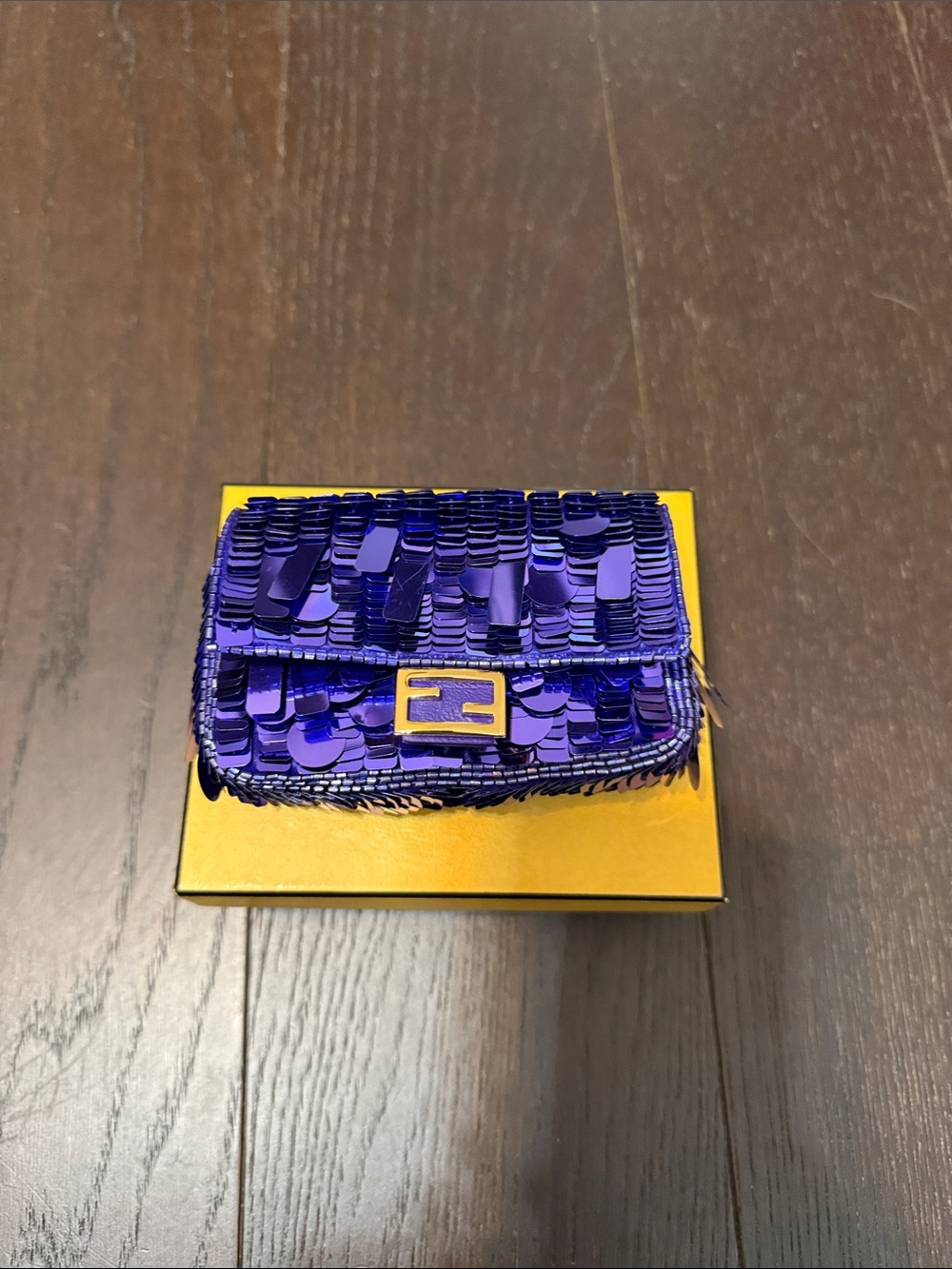 Fendi Purple Sequin Nano Baguette